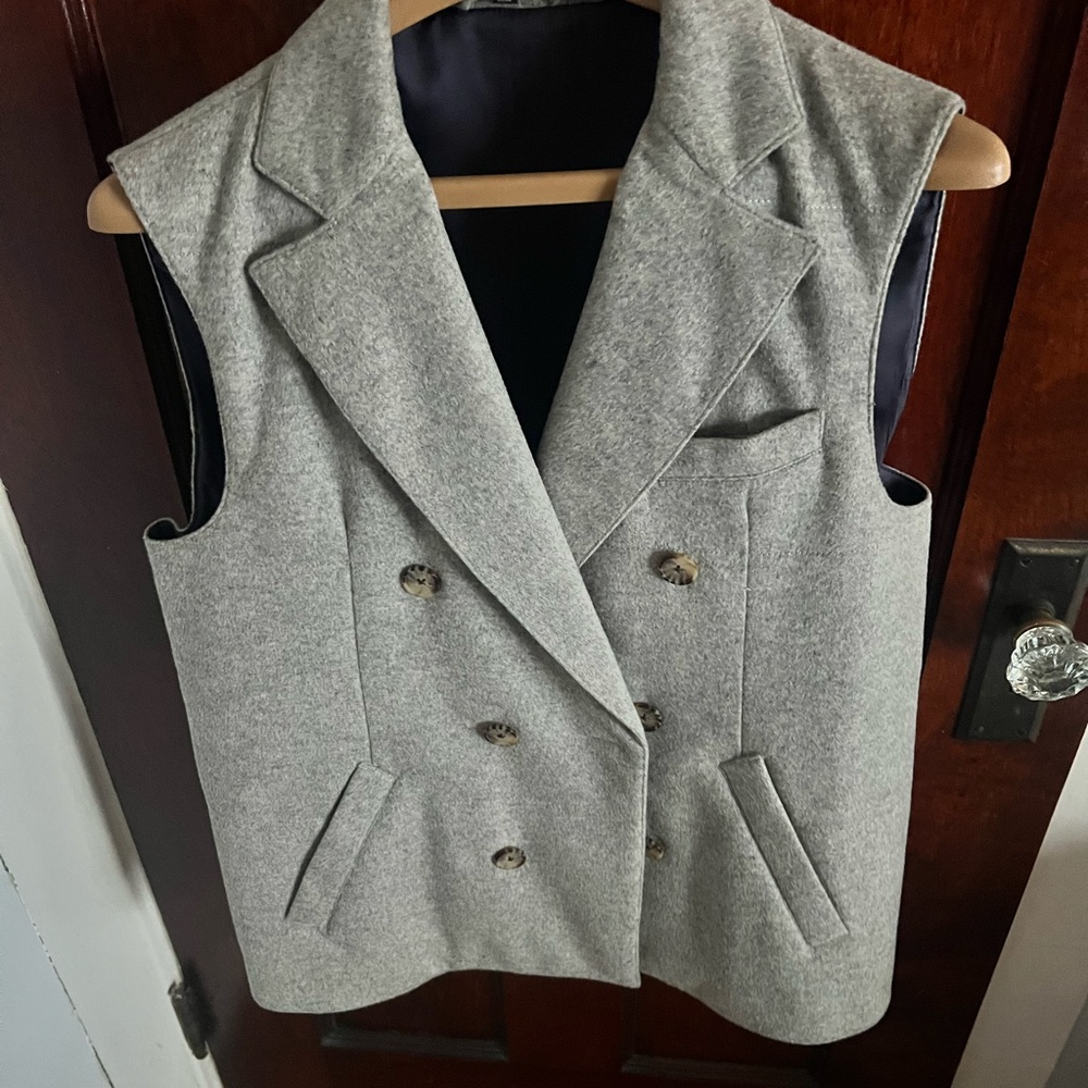 Suitsupply Gray Double-Breasted Wool-Blend Vest